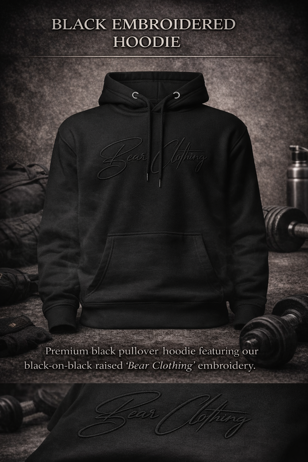 Blackout Embroidered Signature Unisex Hoodie - Bearclothing