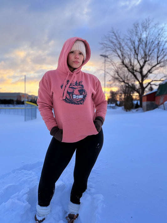 Unisex Black Print Bear With Crown Hoodie - Bearclothing
