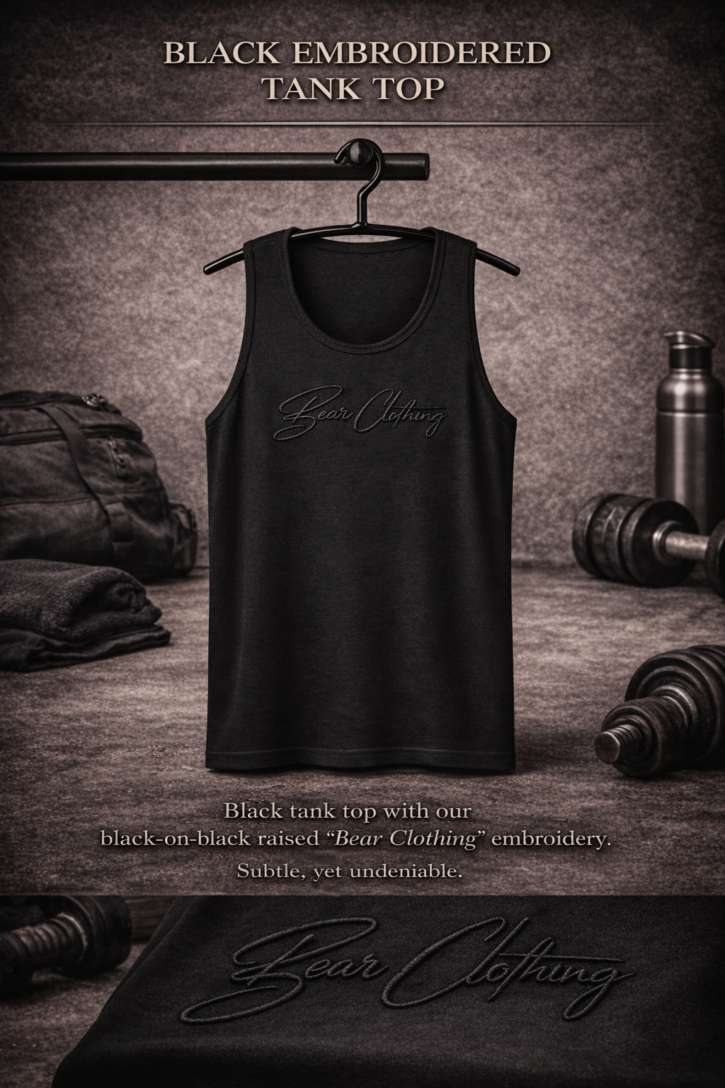 Blackout Embroidered Signature premium tank top - Bearclothing