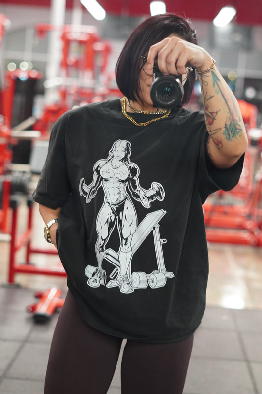 Bear Strong Women Oversized Pump Cover Faded Premium T-shirt - Bearclothing