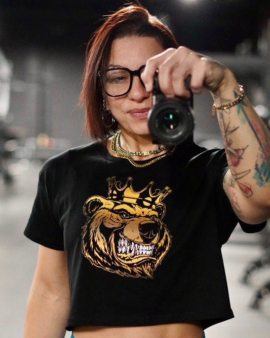 Women’s Gold Print crop top - Bearclothing