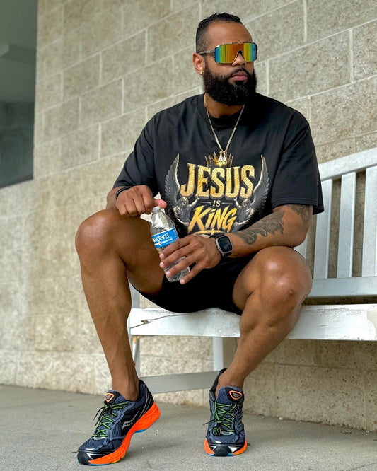 Jesus Is King Oversized faded t-shirt