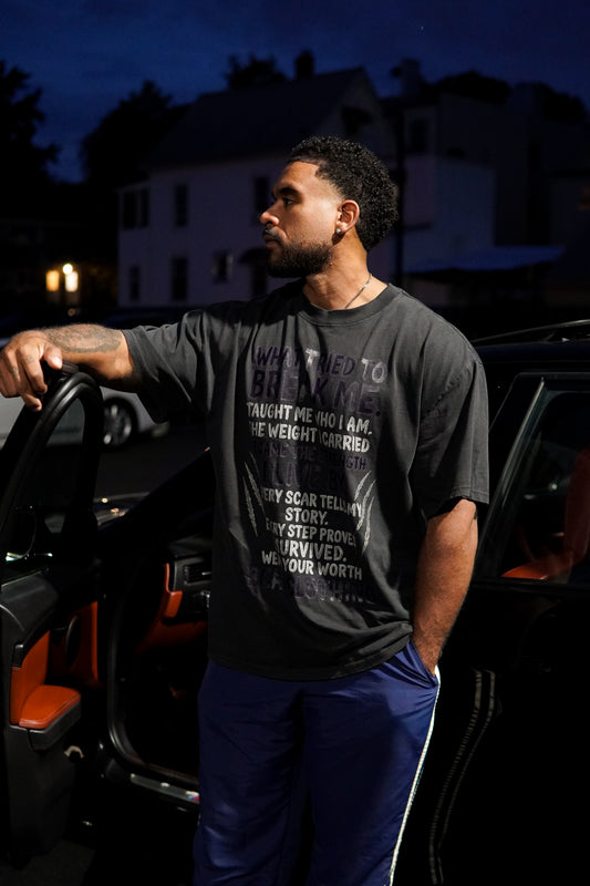 What Tried To Break Me Men Oversized faded T-shirt - Bearclothing 