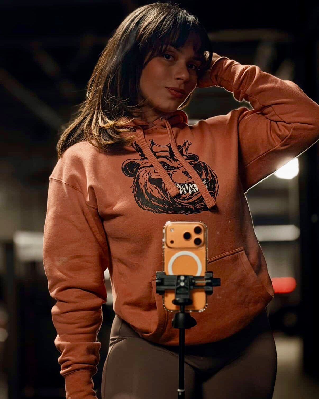 Unisex  Black Print Bear With Crown Hoodie - Bearclothing 