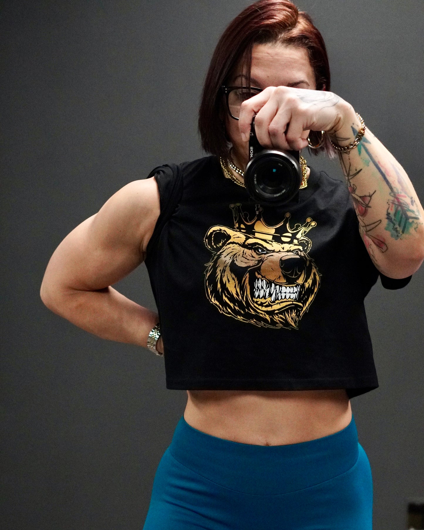 Women’s  Gold Print crop top - Bearclothing 