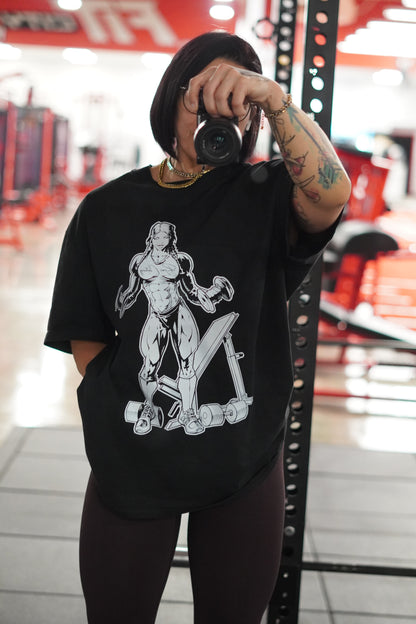 Bear Strong Women Oversized Pump Cover Faded Premium T-shirt - Bearclothing 