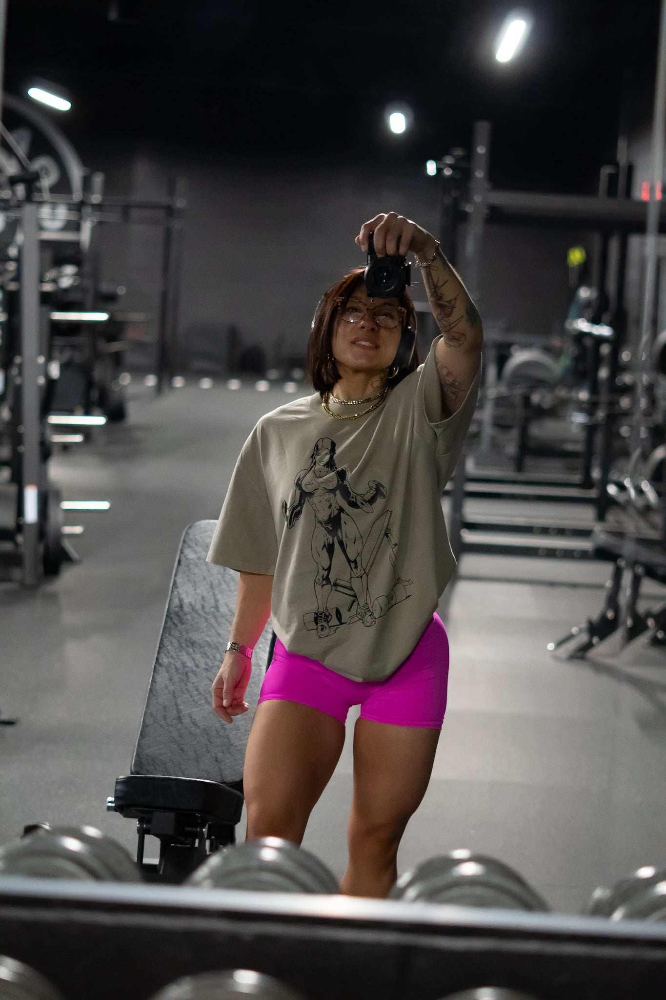 Women’s Oversized Strong Women Black Print Tee - Bearclothing 