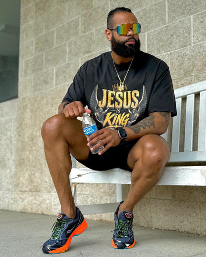 Jesus Is King Oversized faded t-shirt
