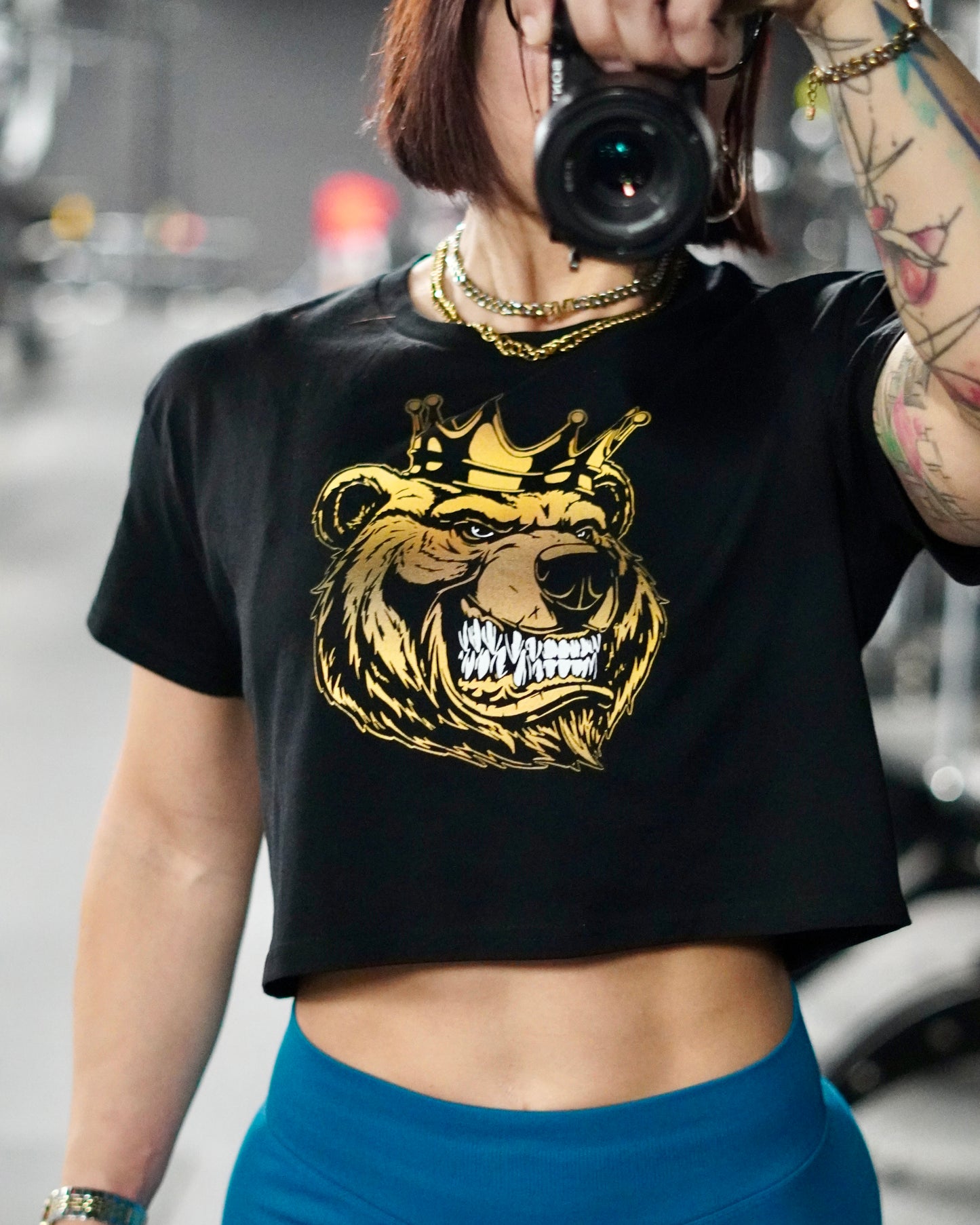 Women’s  Gold Print crop top - Bearclothing 